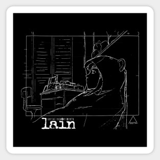 Lain bear suit Sketch - white print Sticker